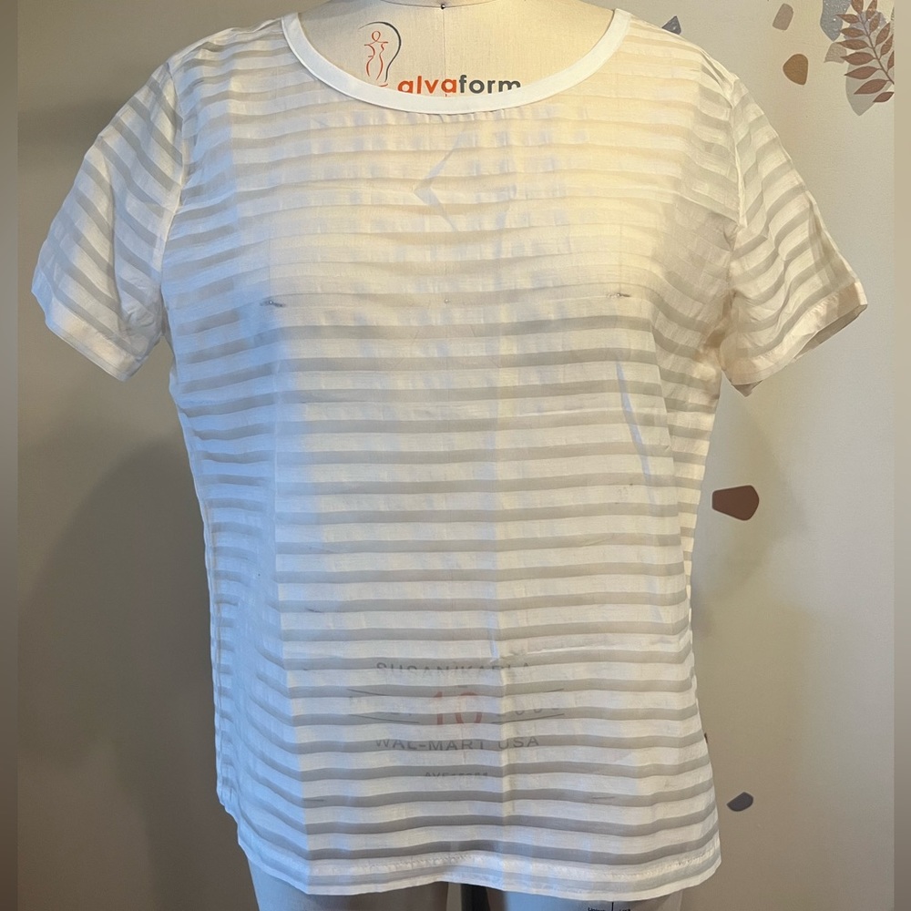 Sisley Silk Organza Shadow Stripe Top- Size XL